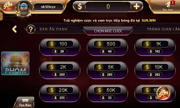 Bàn cược Phỏm Sunwin