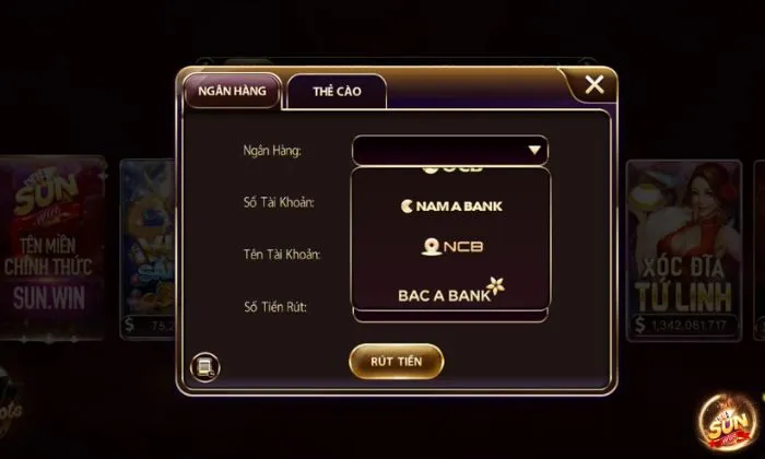 Rút tiền Sunwin Phương thức rút tiền Sunwin bằng Ngân hàng đơn giản